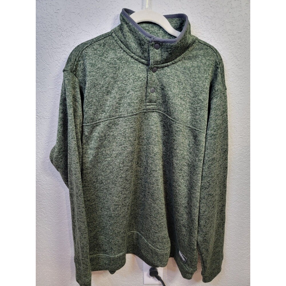Eddie Bauer Mens XL Green Snap Mock Neck Pullover Sweater Fleece 100% Polyester - Picture 3 of 10